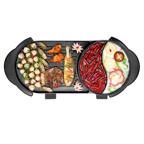 2 in 1 Electric Non-Stick BBQ/Teppanyaki Grill - Dual Sided Hotpot