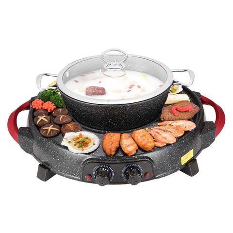 2 in 1 Electric Stone Coated Teppanyaki Grill Plate/Hotpot
