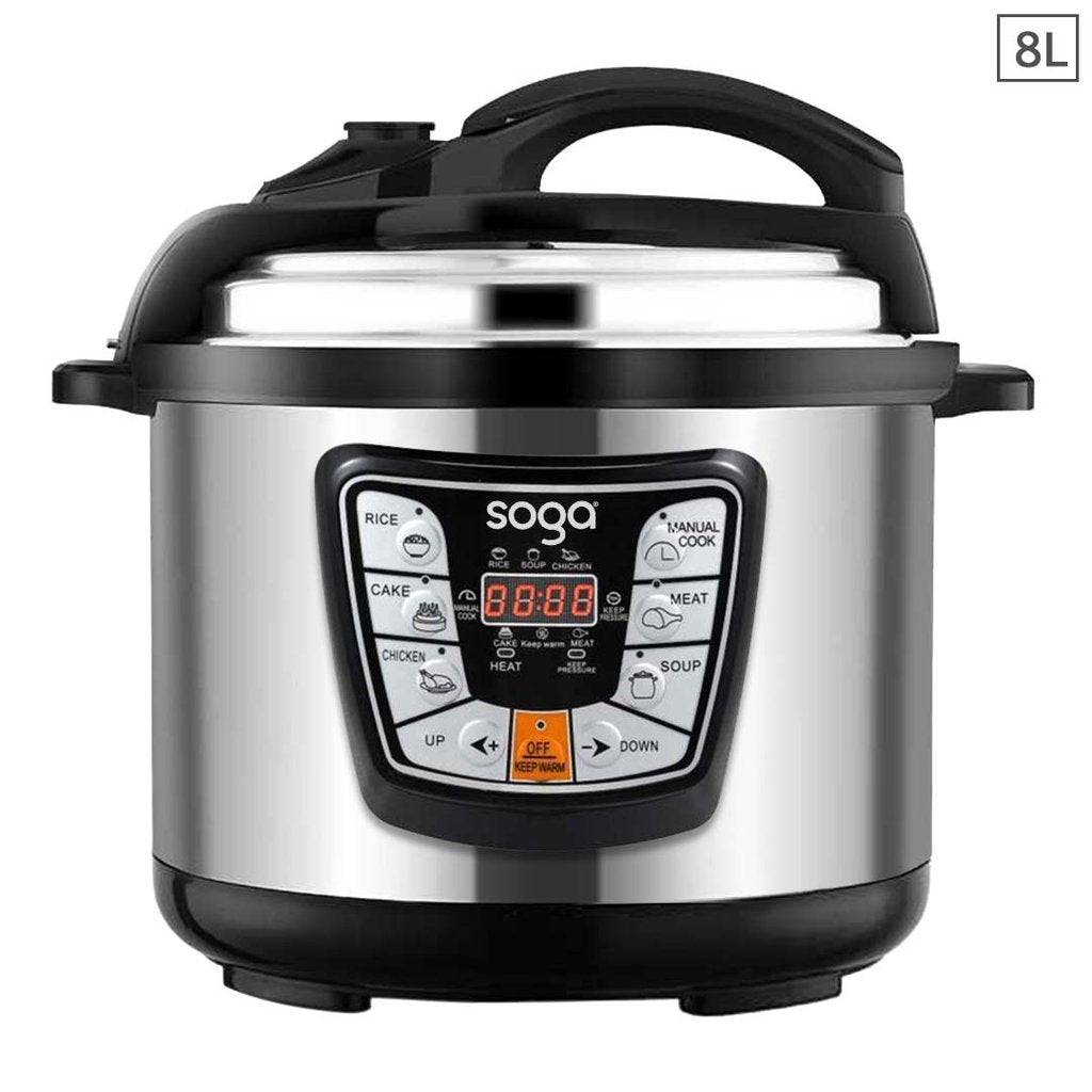 8L Stainless Steel Electric Pressure Cooker - Nonstick - 1600W