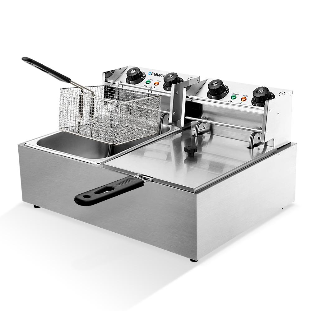 Commercial Electric Twin Deep Fryer - Silver