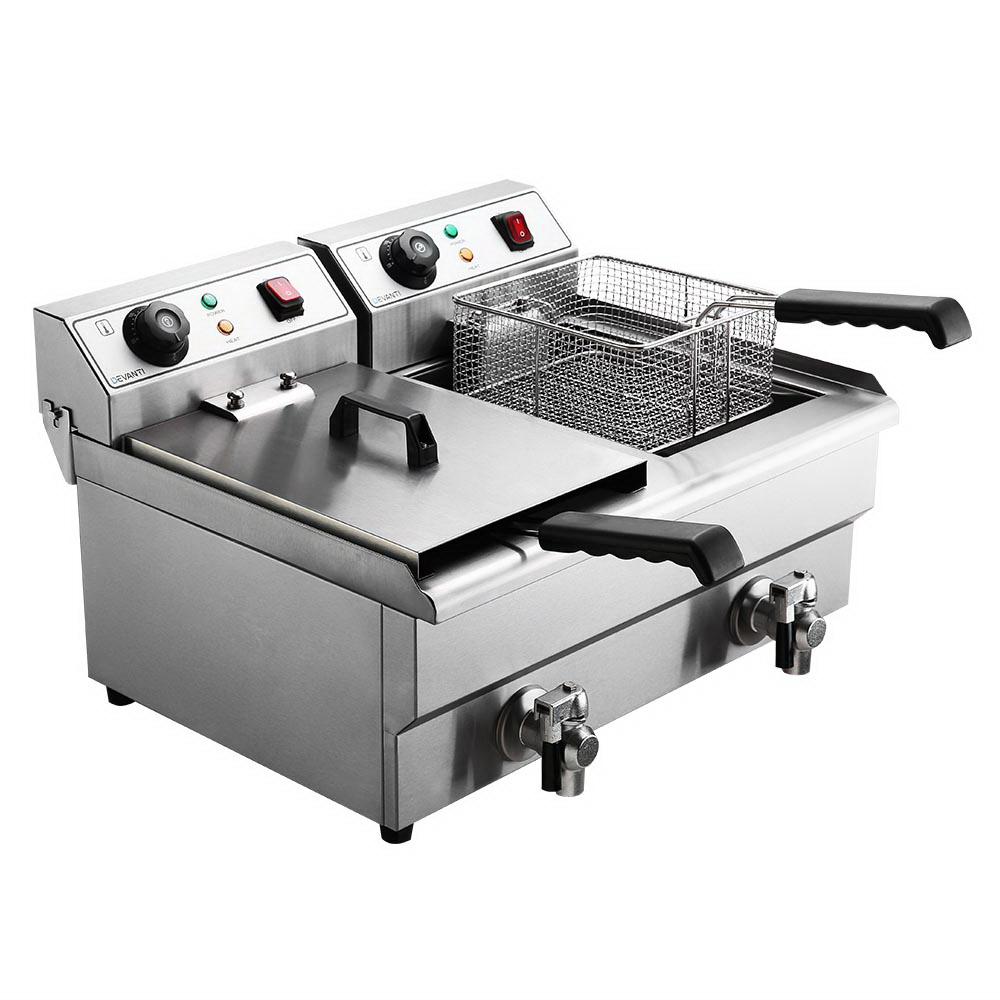 Commercial Twin Countertop Electric Deep Fryer
